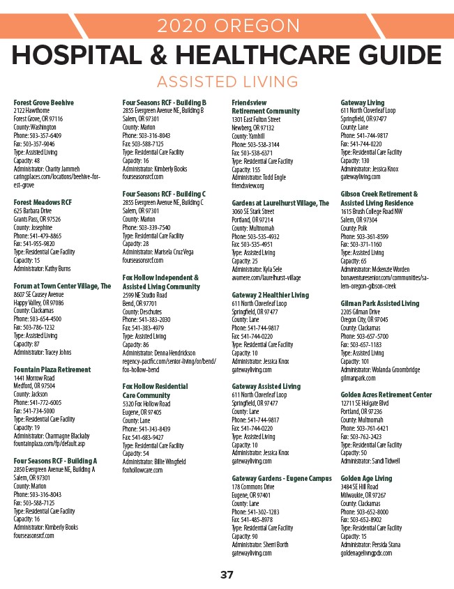 2020 Oregon Hospital &amp; Healthcare Guide Page 39